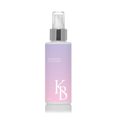 Kaloneo Beauty Renewing Gel Cleanser front bottle with pink label, natural enzyme cleanser for clear and radiant skin.