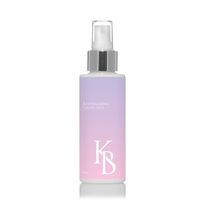 Kaloneo Beauty Revitalising Toning Mist front bottle with pink gradient label for hydrating and refreshing skin.